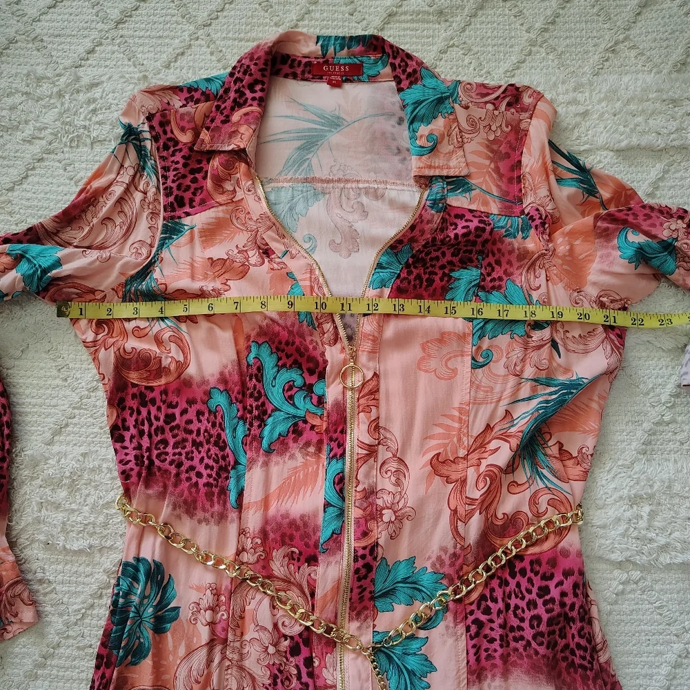 SOLD Pink and Blue Patterned Shirt Dress - Picture 11 of 12